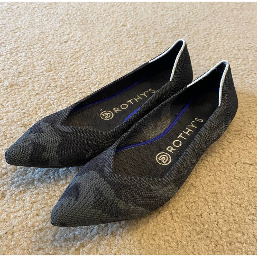 Rothy's Women's 6 The Point Black Gray Camo
